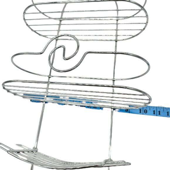 3-Tier Silver Chrome Shower Caddy Hooks & Swirl Design For Bathroom Organization - Picture 7 of 8